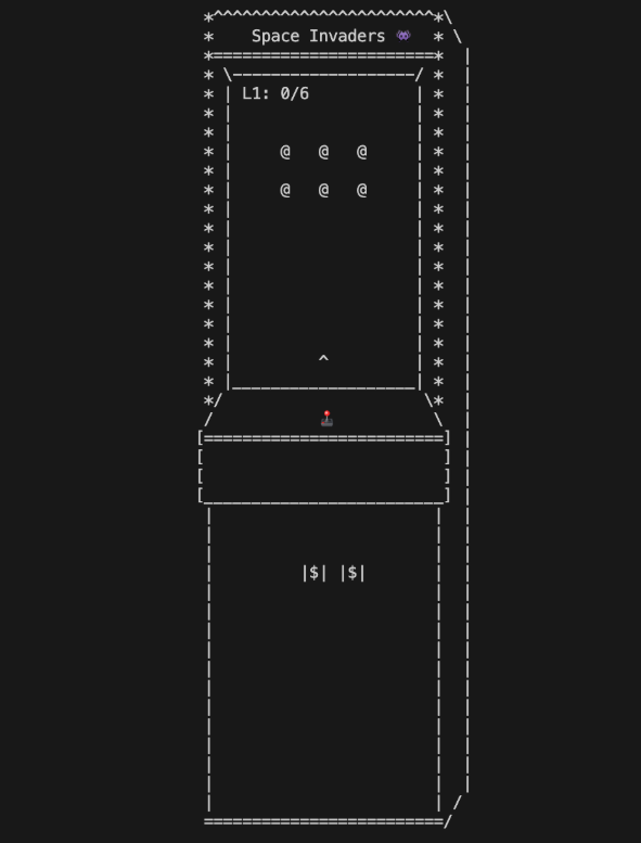 Terminal Space Invaders Screenshot