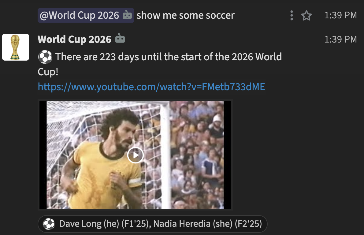 Zulip Soccer Bot screenshot